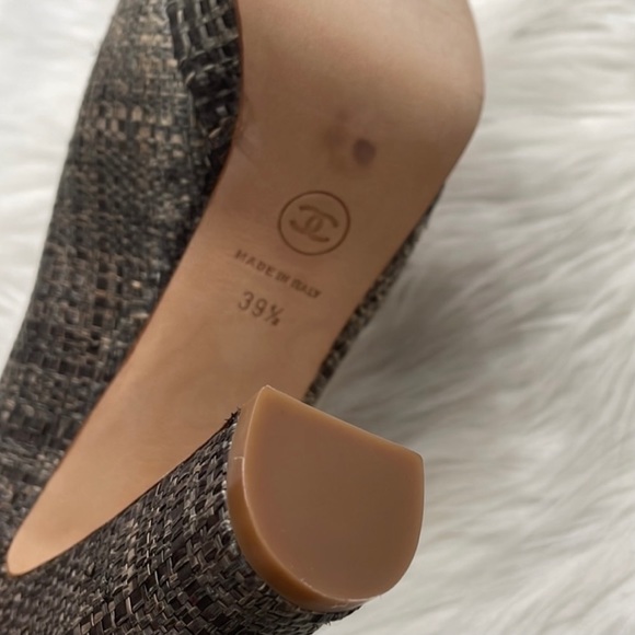 ⚜️New CHANEL Beautiful Tweed Cap Toe Platform Shoes Pumps 39.5 Authenticated - Picture 13 of 16